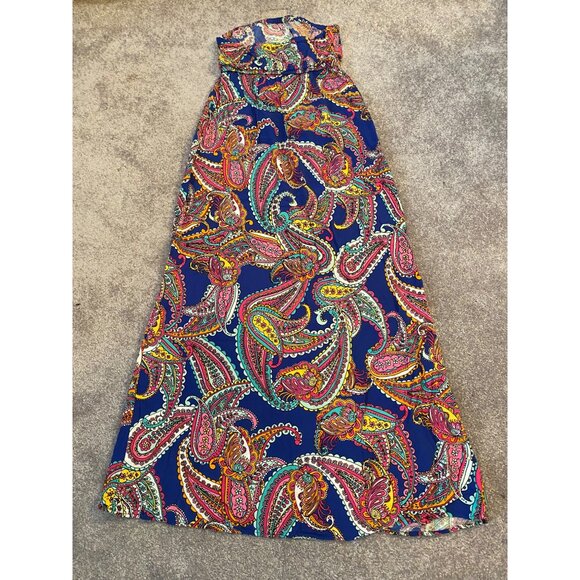 Banana Republic Maxi Dress Paisley Strapless Blue Multicolor Paisley Size 2 - Picture 4 of 9